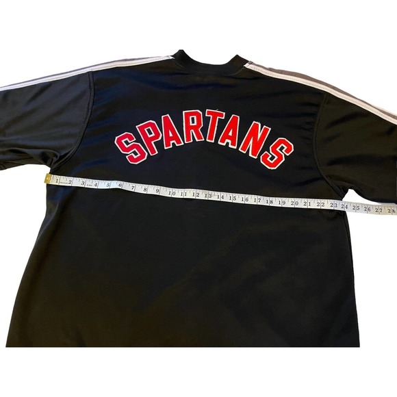 Vintage Adidas Shirt Medium Black Spartans Basketball Warm Up Shirt Snap On - Picture 7 of 9